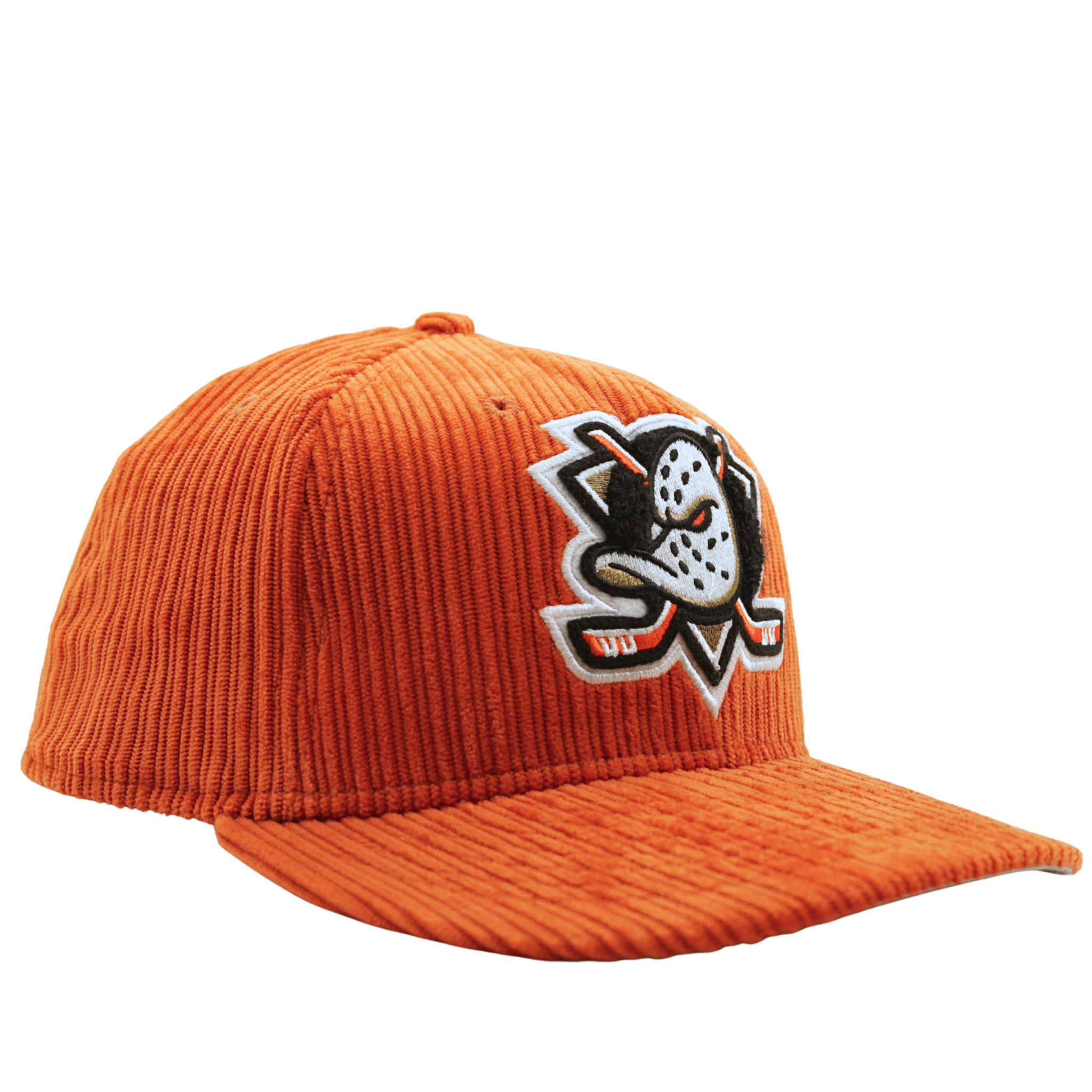 Anaheim Ducks Chenille Pop 59Fifty Fitted Hat in burnt orange corduroy - New Era - State Of Flux
