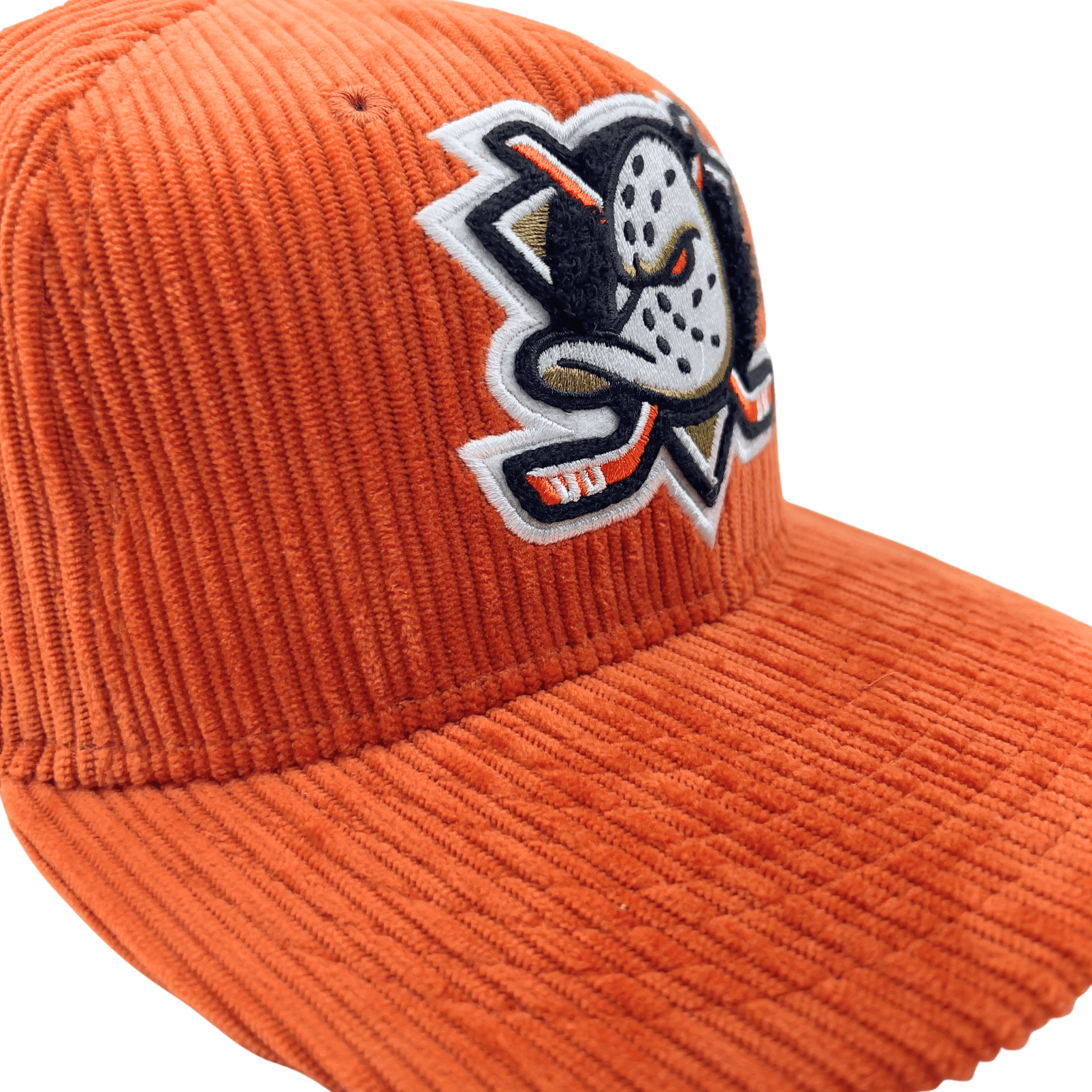 Anaheim Ducks Chenille Pop 59Fifty Fitted Hat in burnt orange corduroy - New Era - State Of Flux