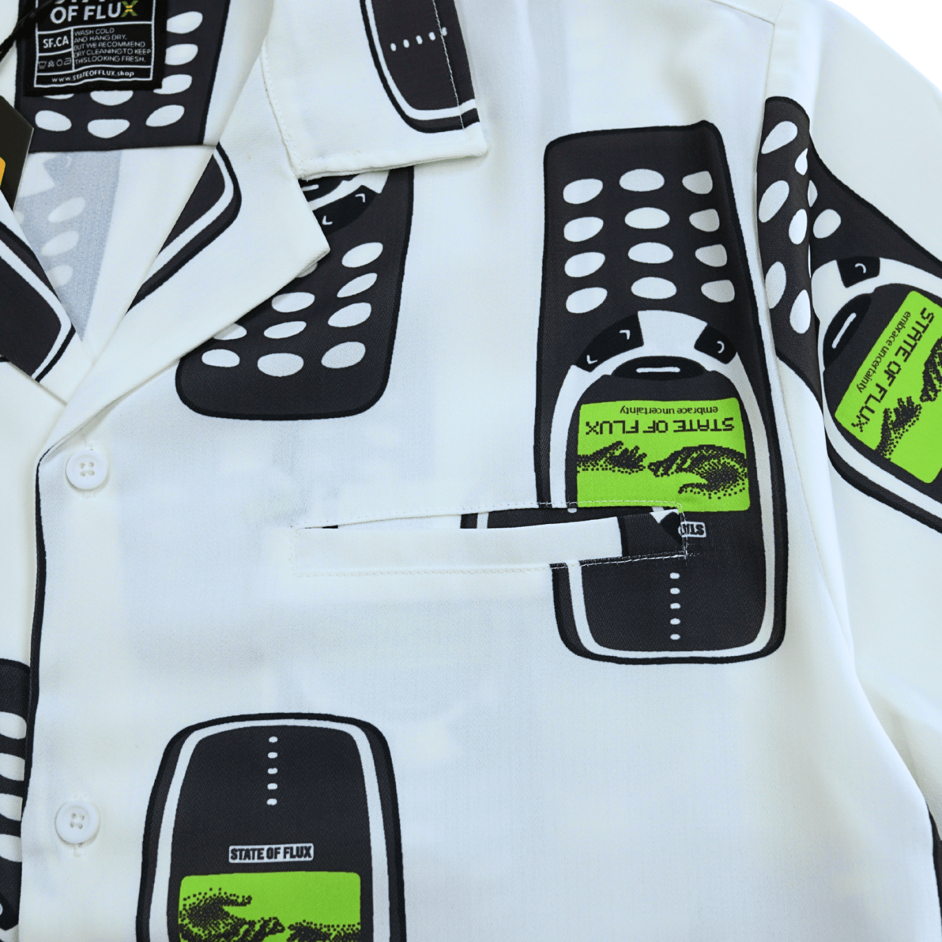 Answer The Call Button - up in white - State Of Flux - State Of Flux