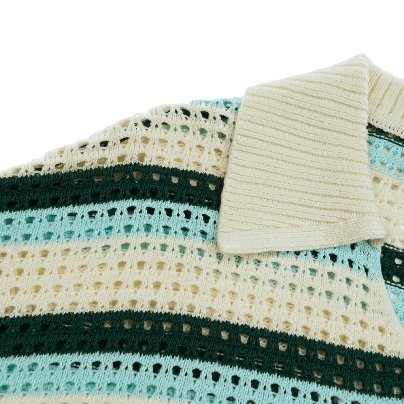 Crochet V - neck Sweater in off white and bistro green - Daily Paper - State Of Flux