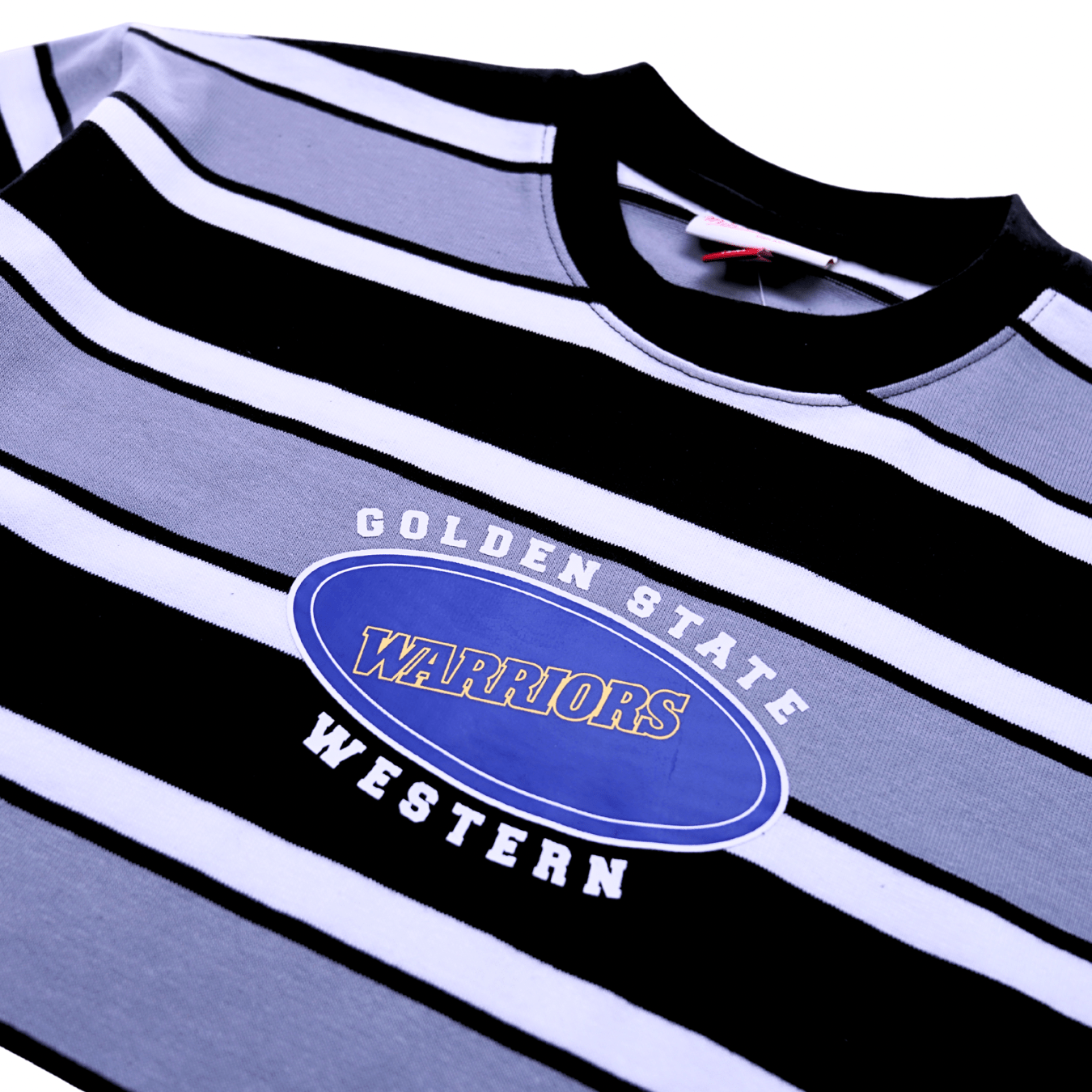 Golden State Warriors Striped Short - sleeve Shirt in black and grey - Mitchell & Ness - State Of Flux