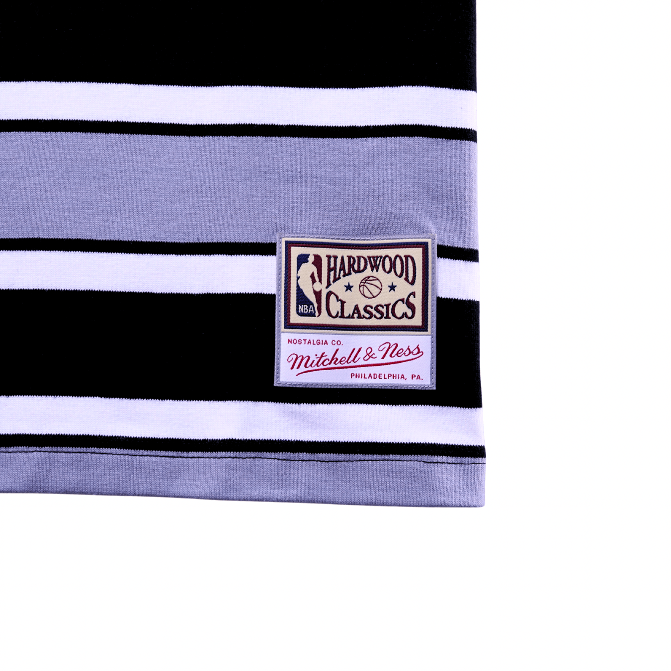 Golden State Warriors Striped Short - sleeve Shirt in black and grey - Mitchell & Ness - State Of Flux