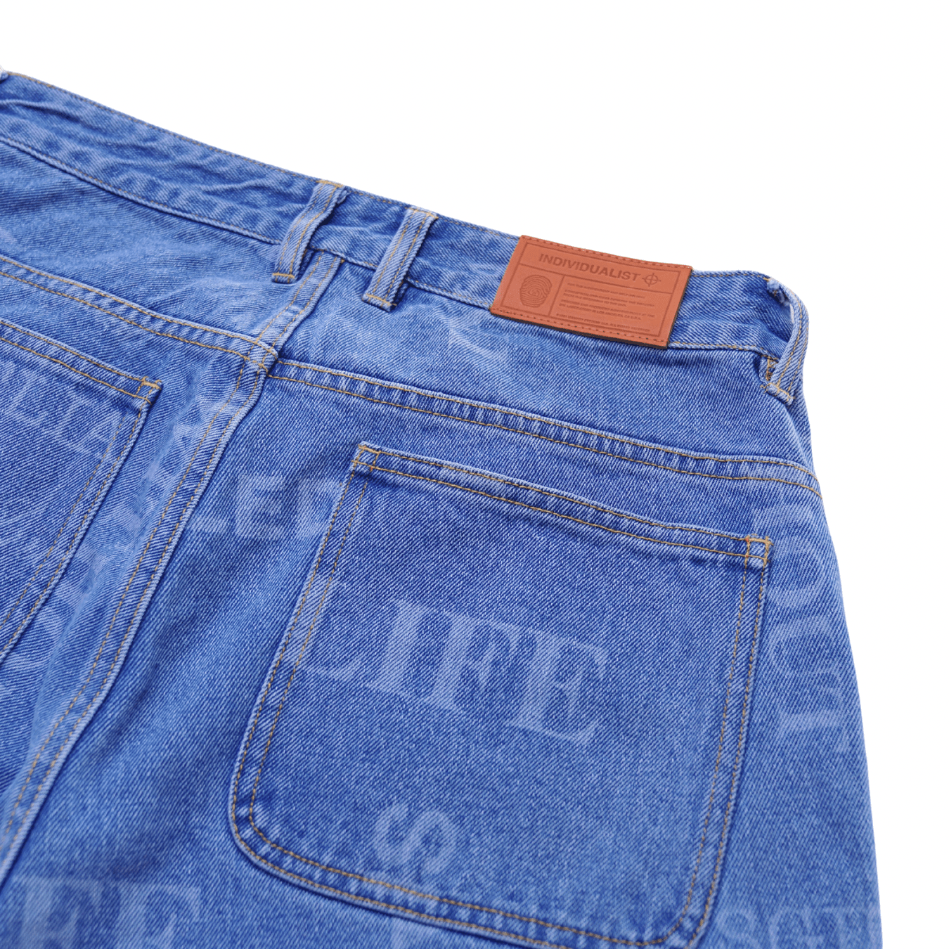 Knowledge Laser Print Big Boy Shorts in indigo - Individualist Lab - State Of Flux