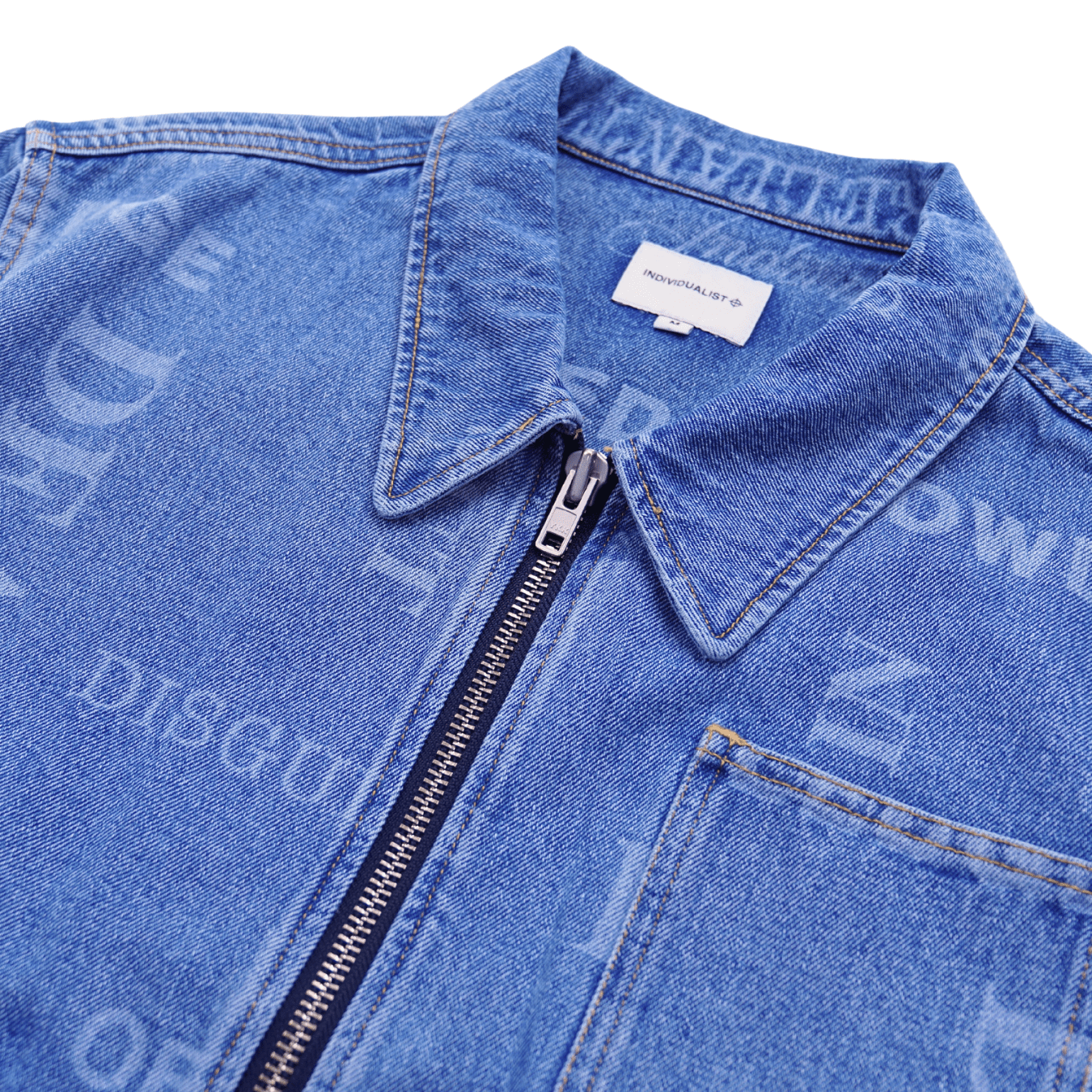 Knowledge Laser Print Chore Jacket in light indigo