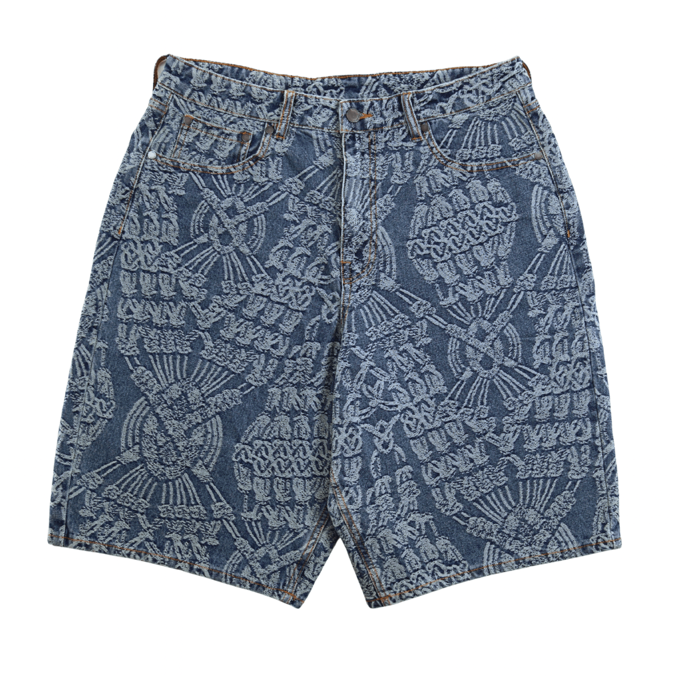 Macrame Denim Shorts in mid blue - Daily Paper - State Of Flux