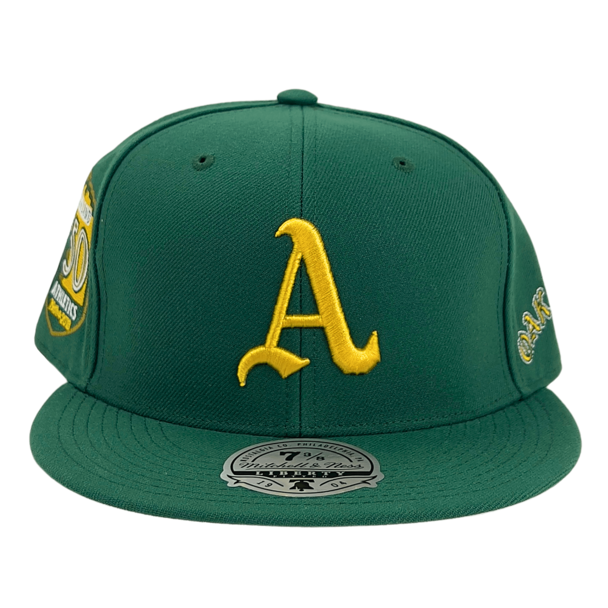 Oakland Athletics Bases Loaded Cooperstown Fitted Hat in green and yellow