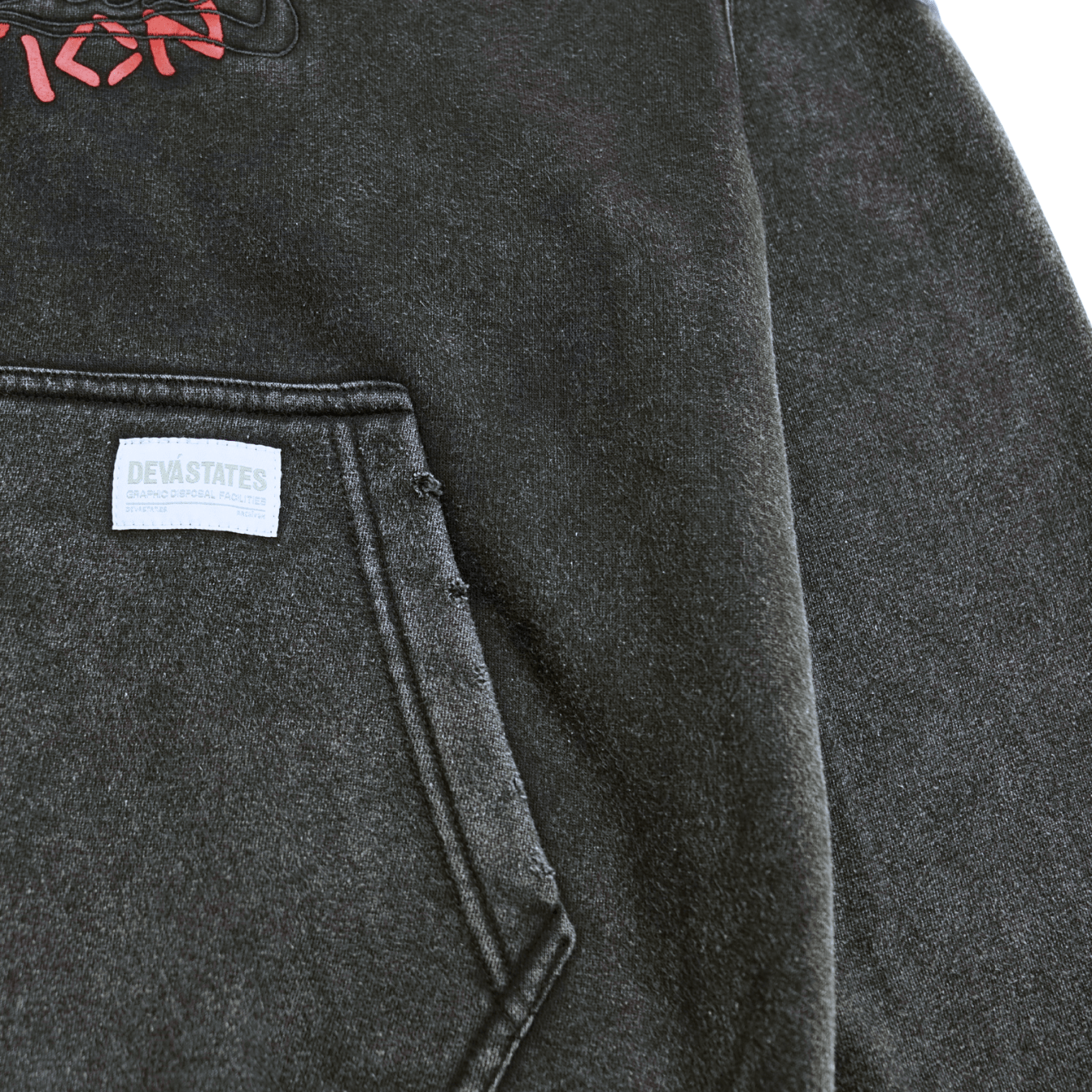 Permanent Vacation Distressed Hoodie in washed black - Devá States - State Of Flux