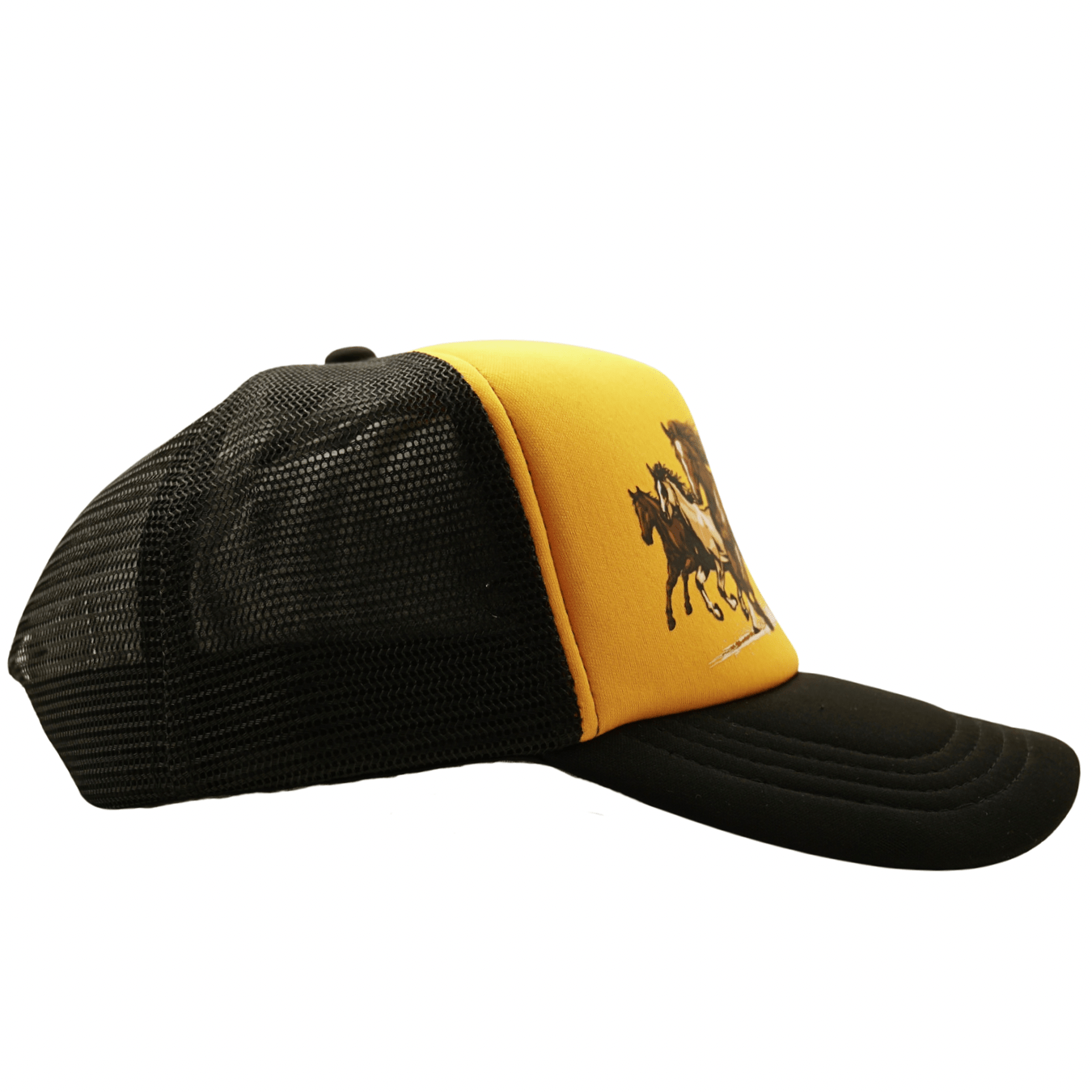 Run Wild Trucker Hat in black and gold - NoHours - State Of Flux