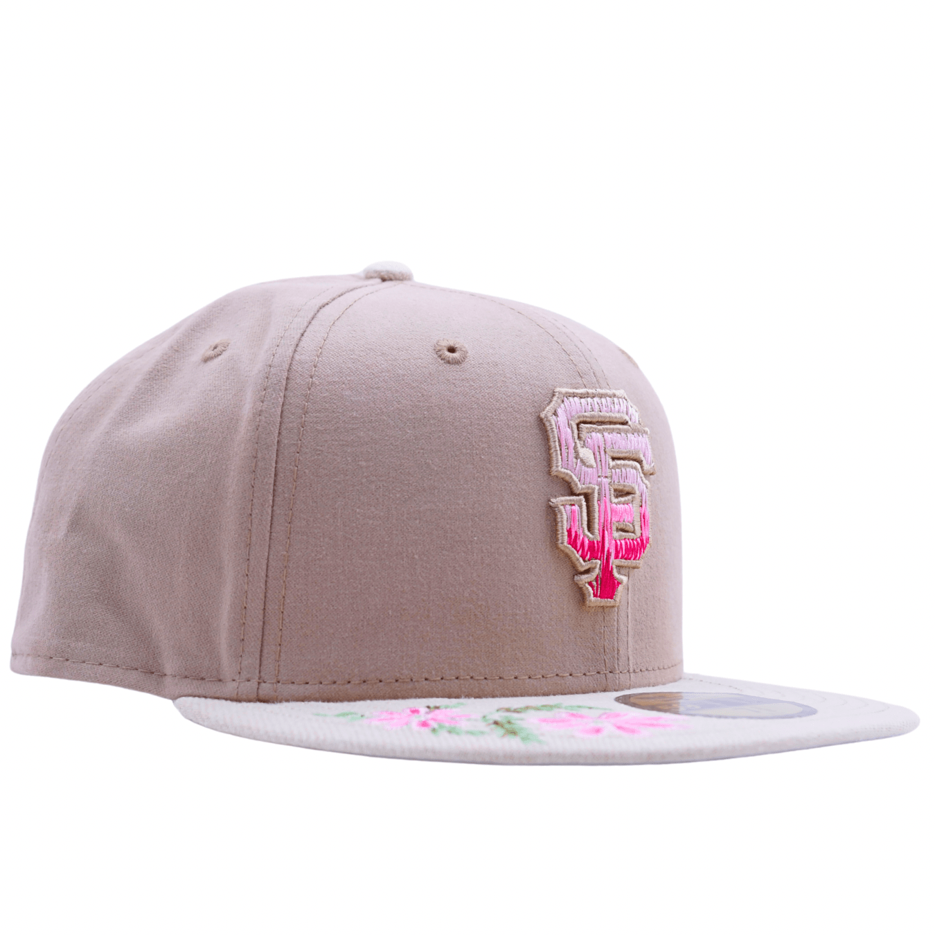 San Francisco Giants Hand Stitched Floral 59Fifty Fitted Hat in beige and pink - New Era - State Of Flux