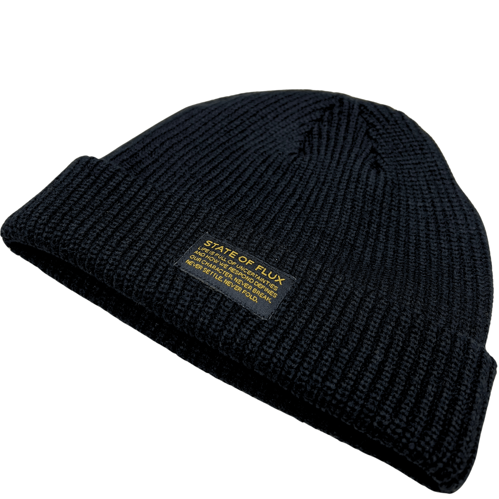 Short Knitted Mantra Beanie in black