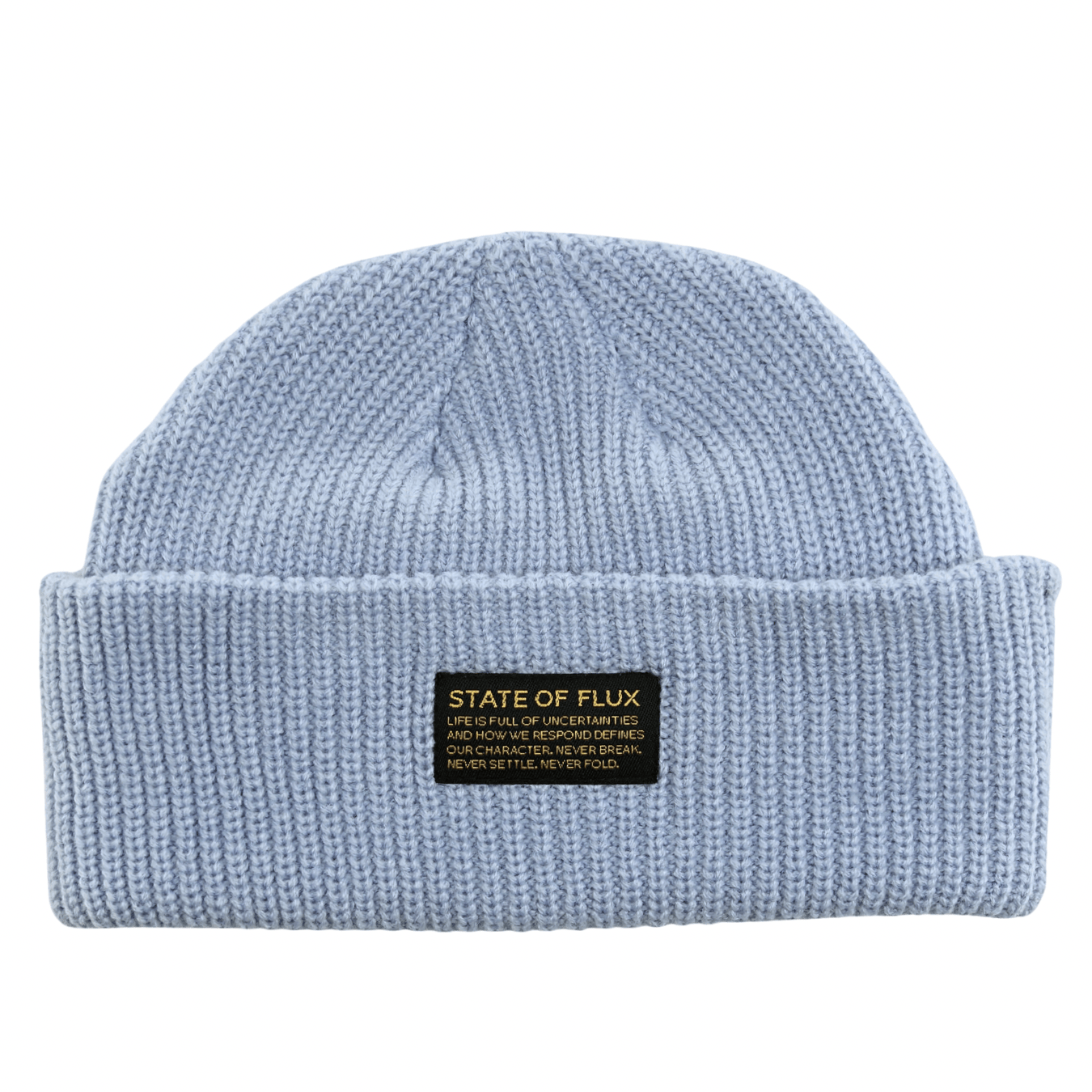 Short Knitted Mantra Beanie in light blue - State Of Flux - State Of Flux