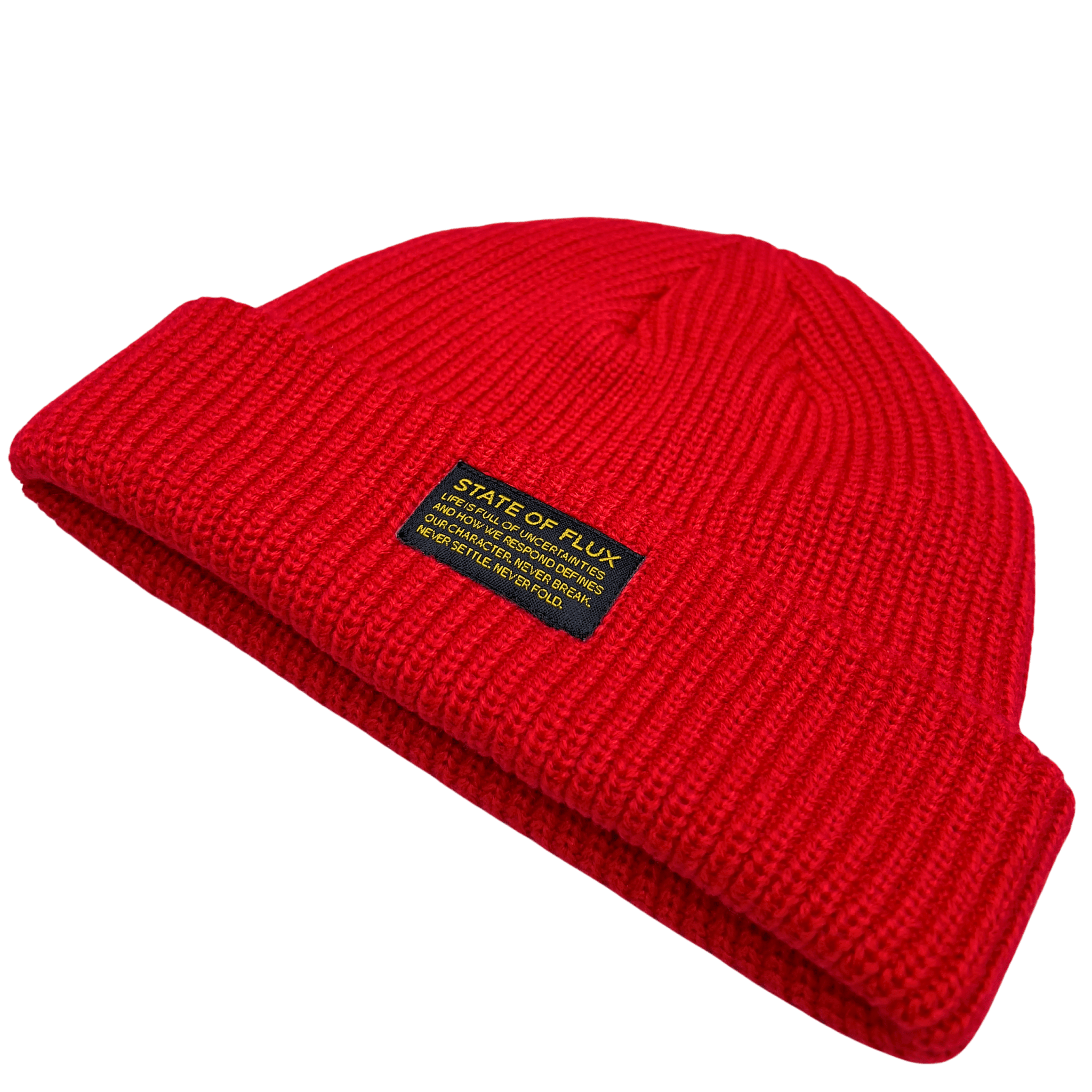 Short Knitted Mantra Beanie in red