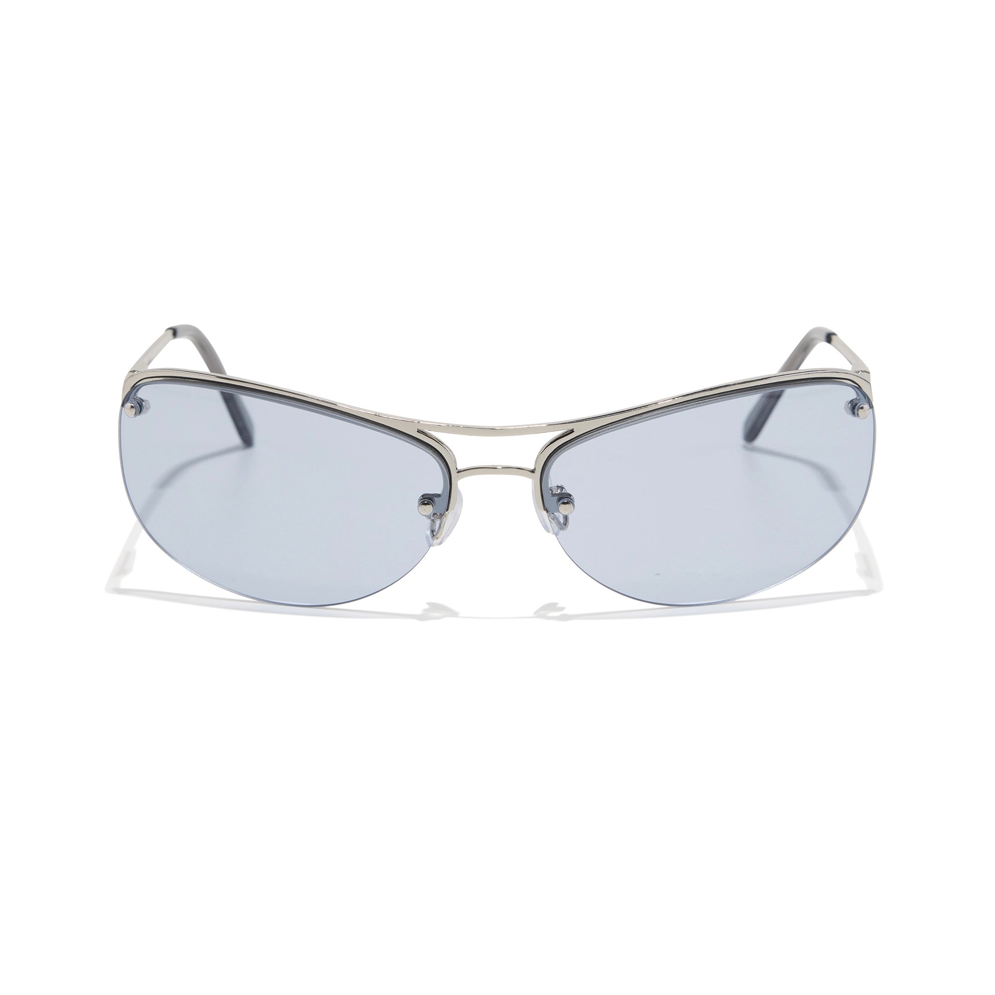 Slim Sunglasses in polished silver and periwinkle - Szade - State Of Flux