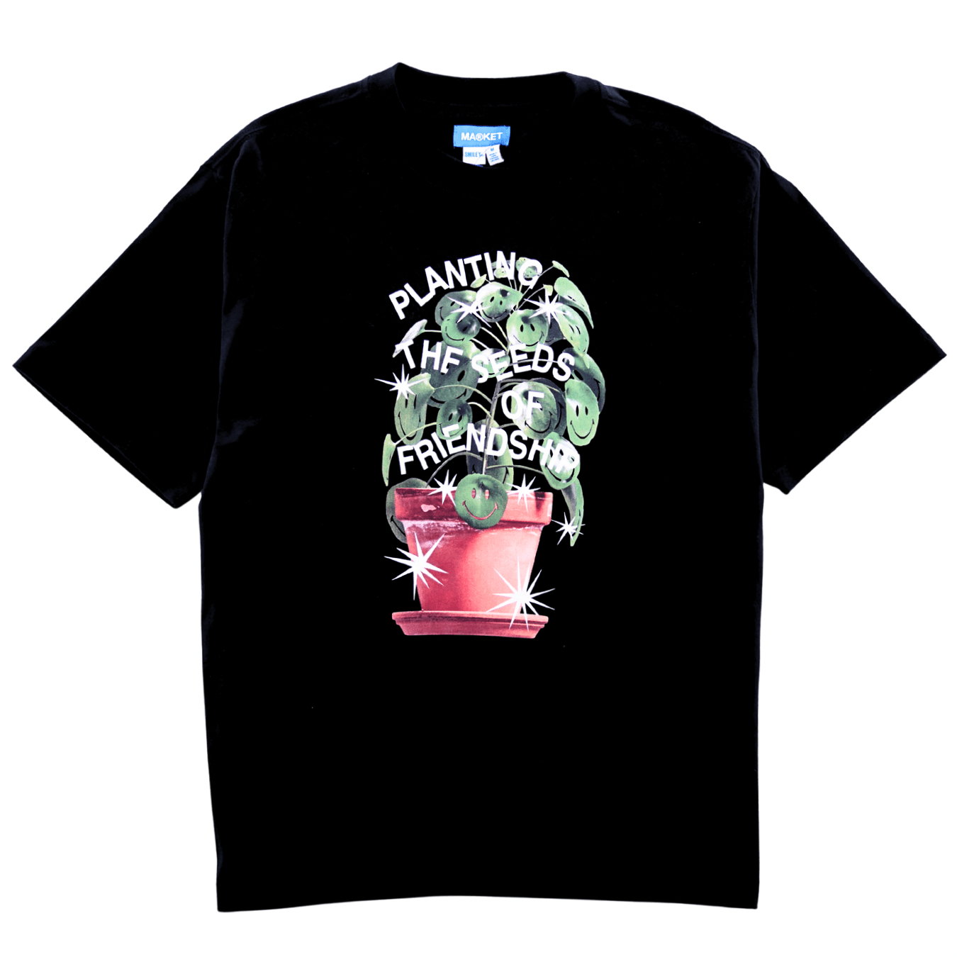Smiley Seeds of Friendship Tee in black