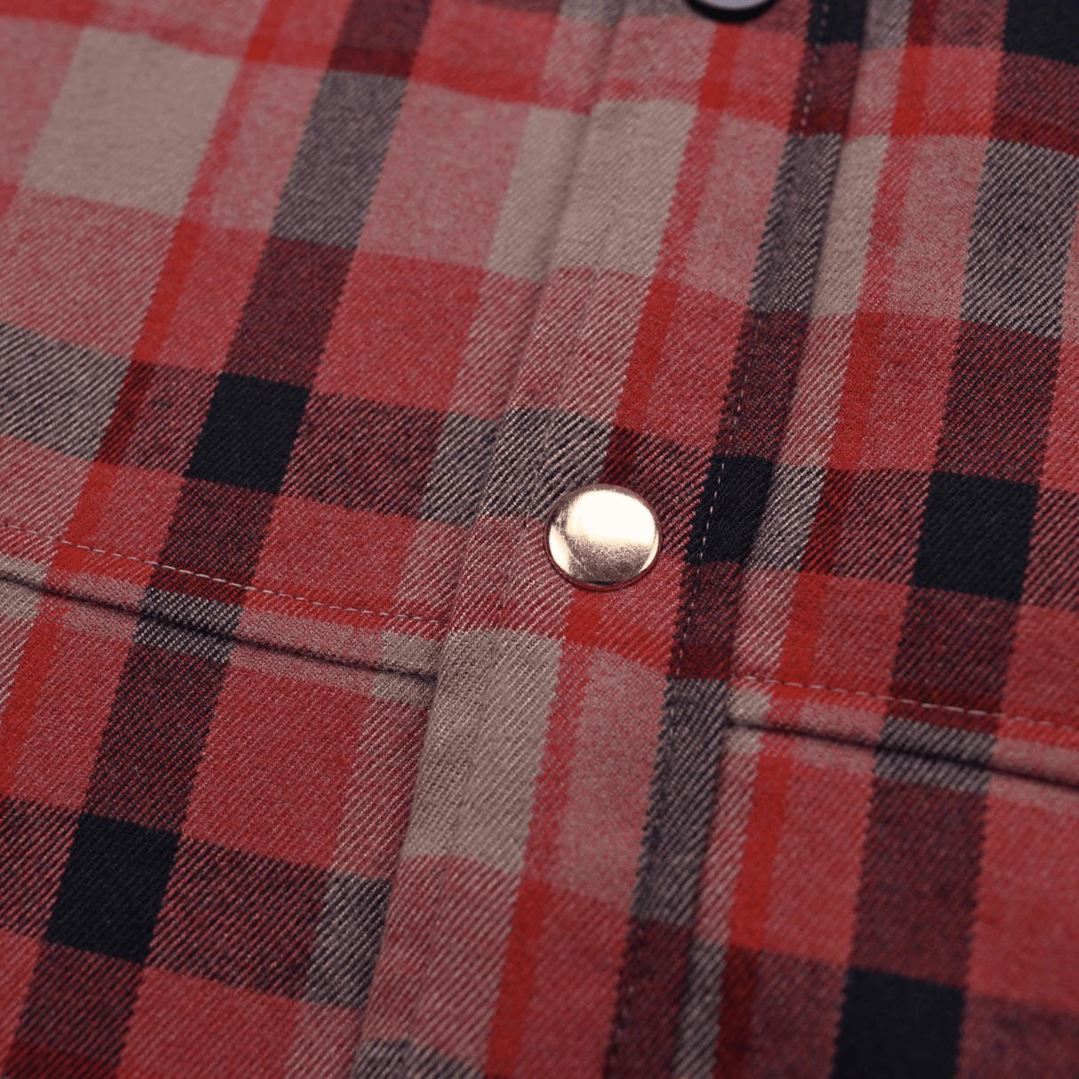 SOF Quilted Flannel Overshirt in khaki and red