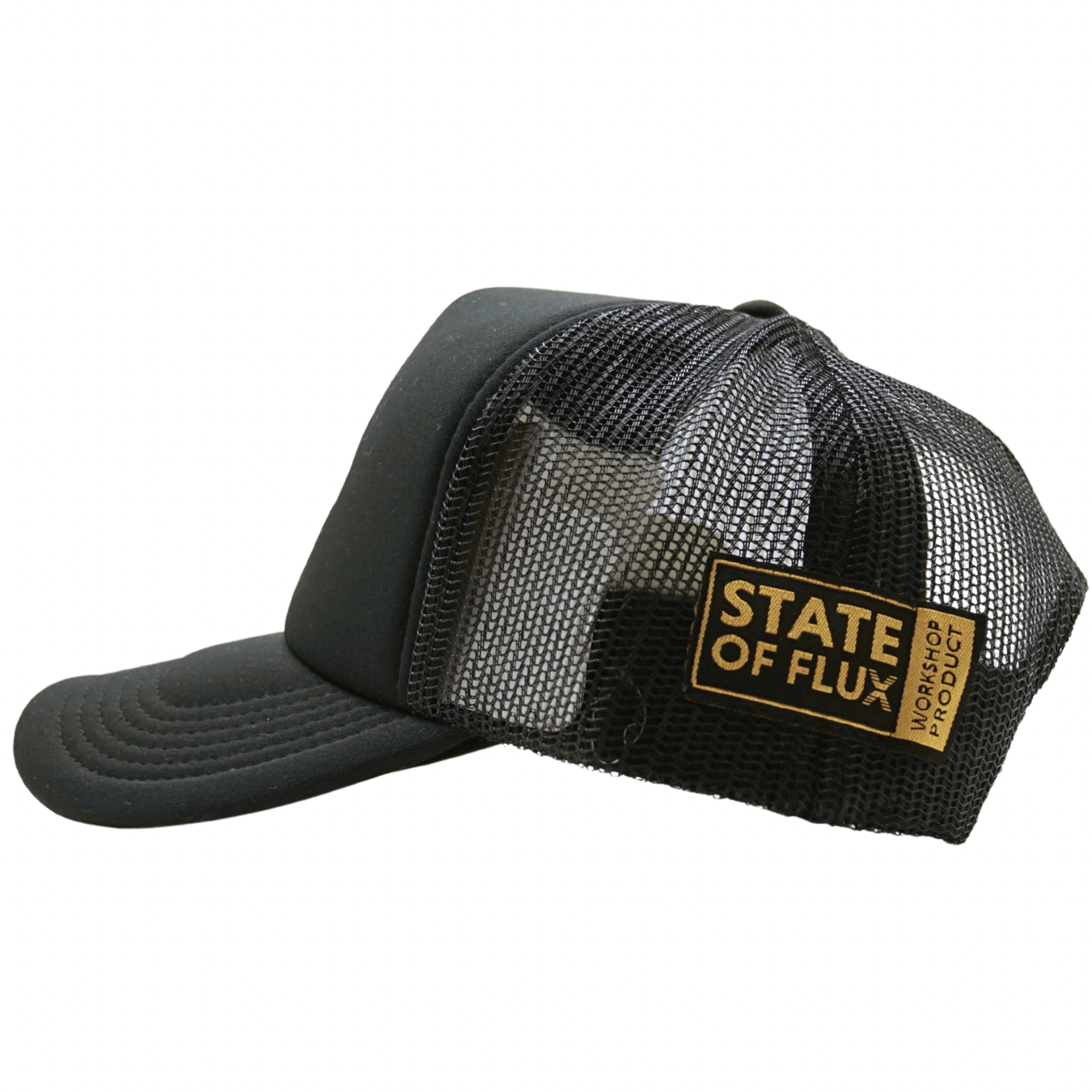 The Workshop Trucker Hat in black and white - State Of Flux - State Of Flux
