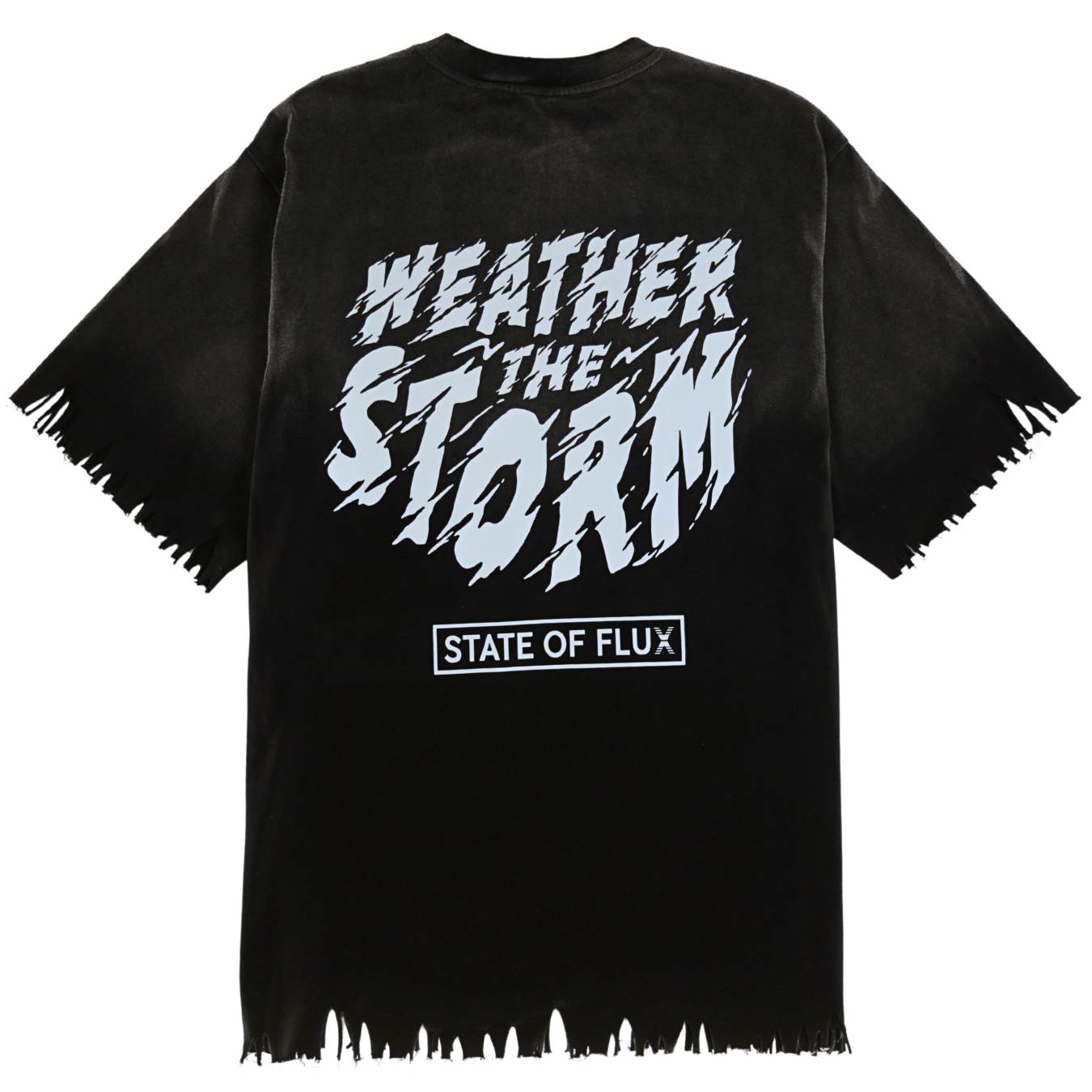 Weather The Storm Tee in weathered black and reflective grey - State Of Flux - State Of Flux