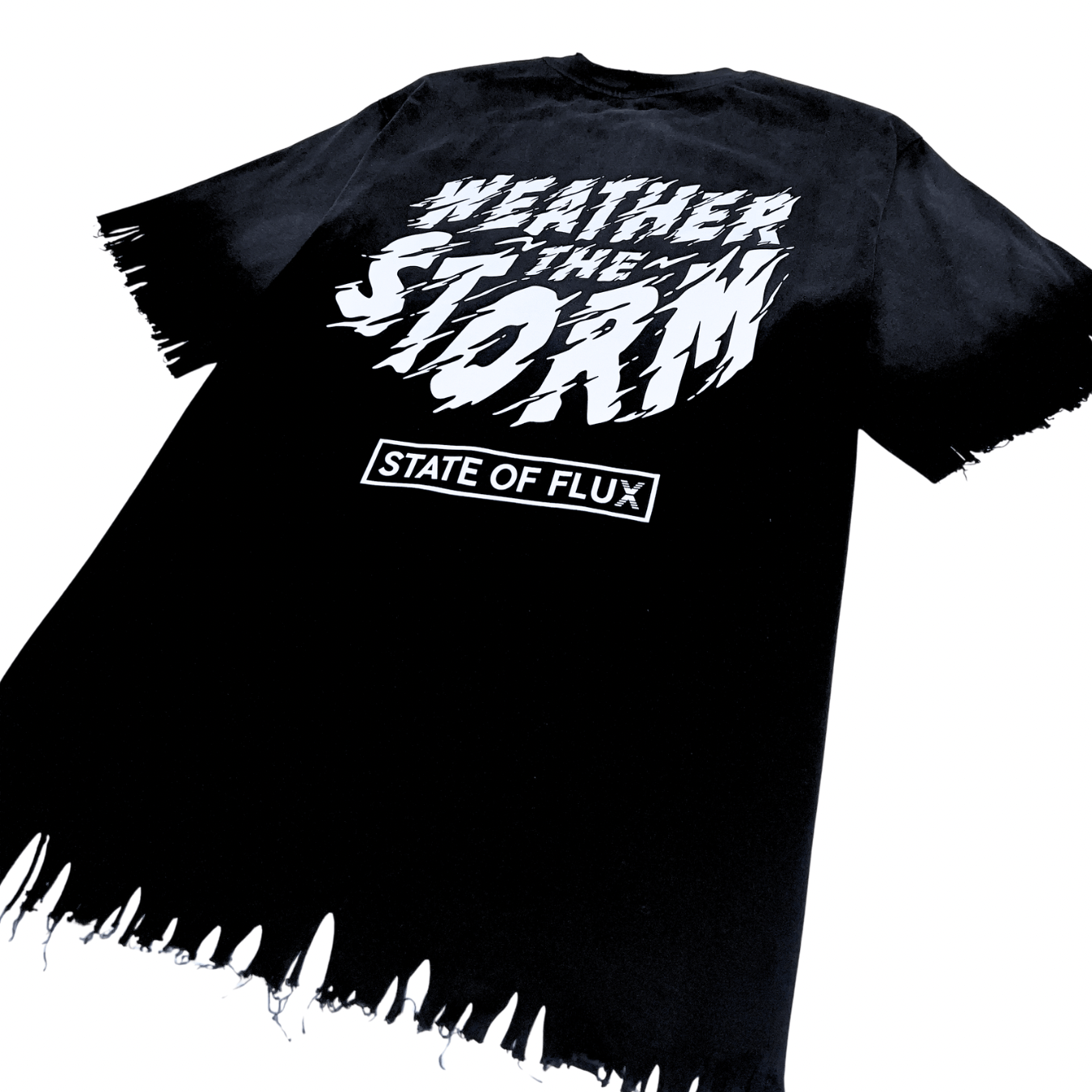 Weather The Storm Tee in weathered black and reflective grey - State Of Flux - State Of Flux
