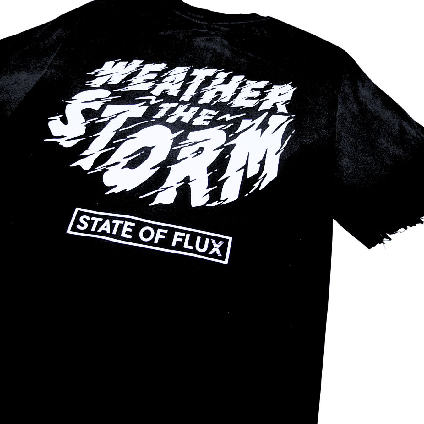 Weather The Storm Tee in weathered black and reflective grey - State Of Flux - State Of Flux