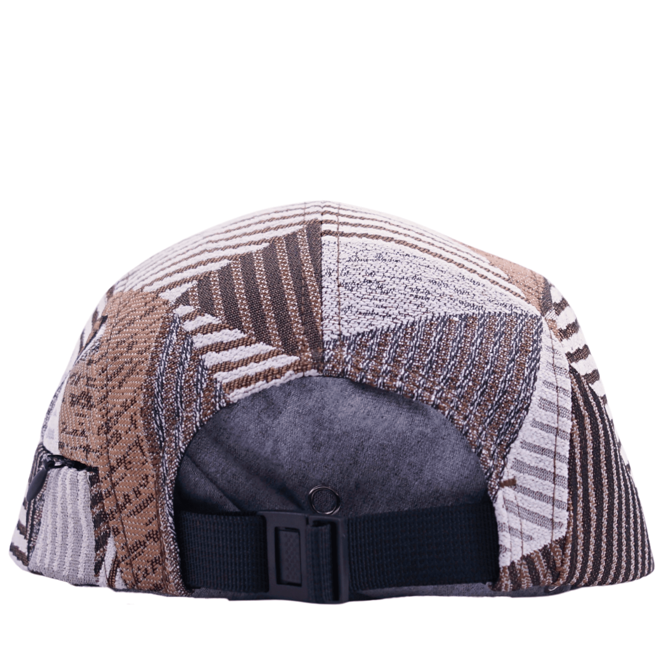 Zippered Perpendicular 5 - Panel Hat in tuscan tan and white - State Of Flux - State Of Flux
