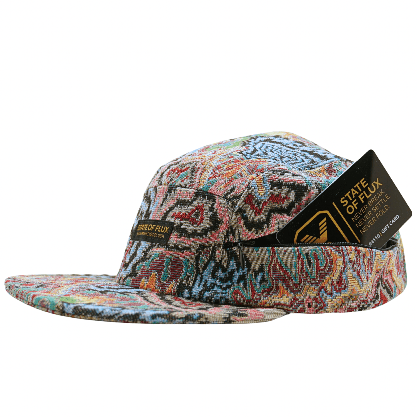 Zippered Surrealism 5 - Panel Hat in grey and maya blue - State Of Flux - State Of Flux