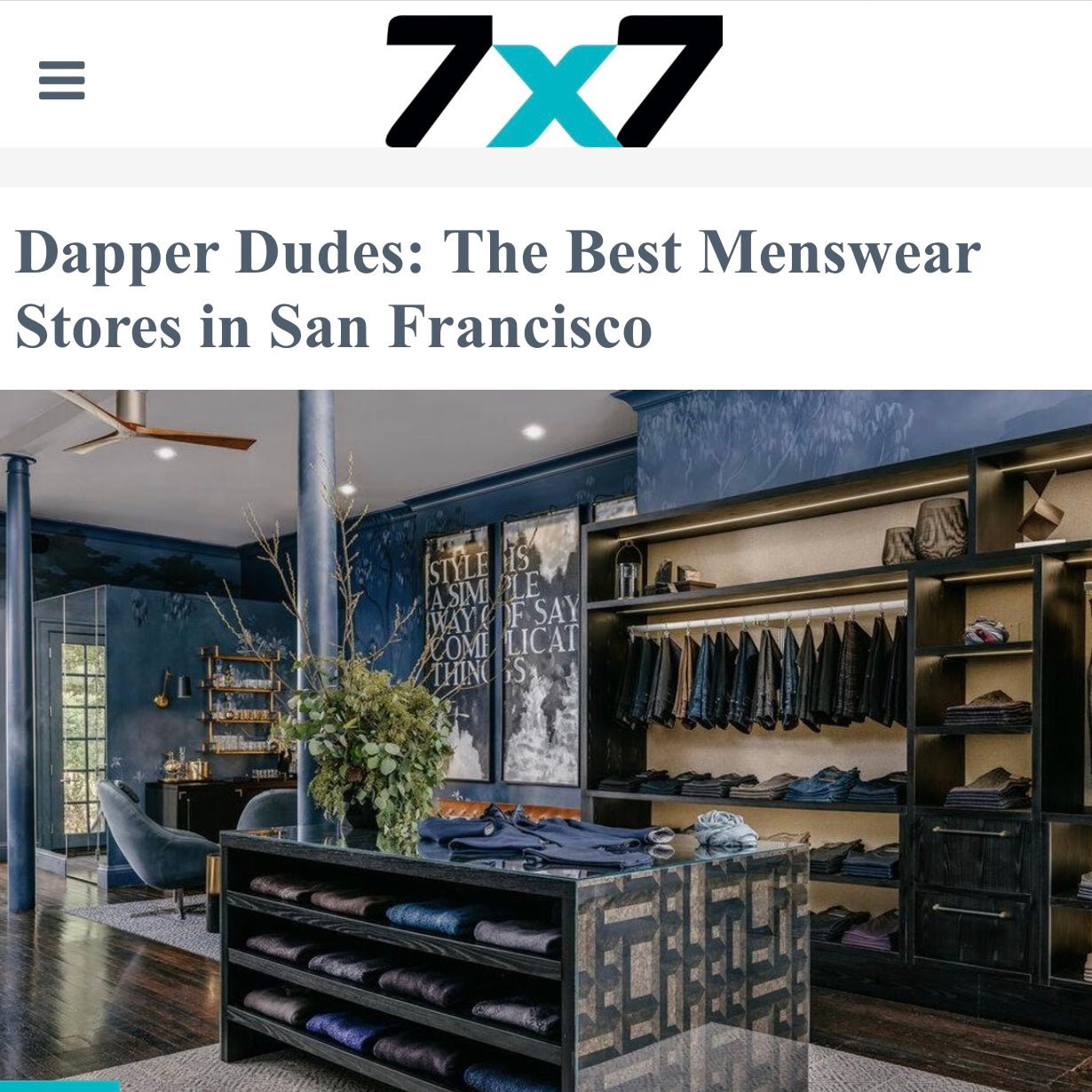 Our Shop was Mentioned Among SF's Best for Menswear!