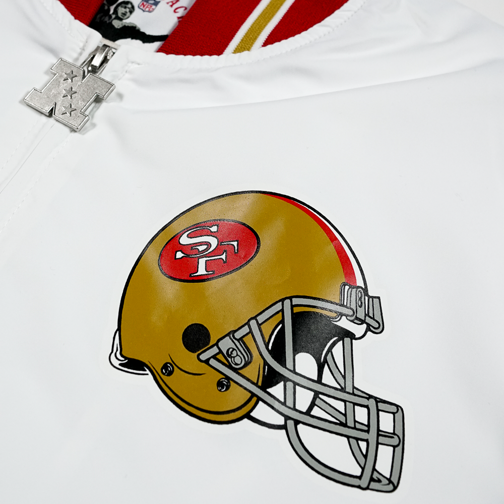 San Francisco 49ers Team Burst Warm Up Jacket in white and gold