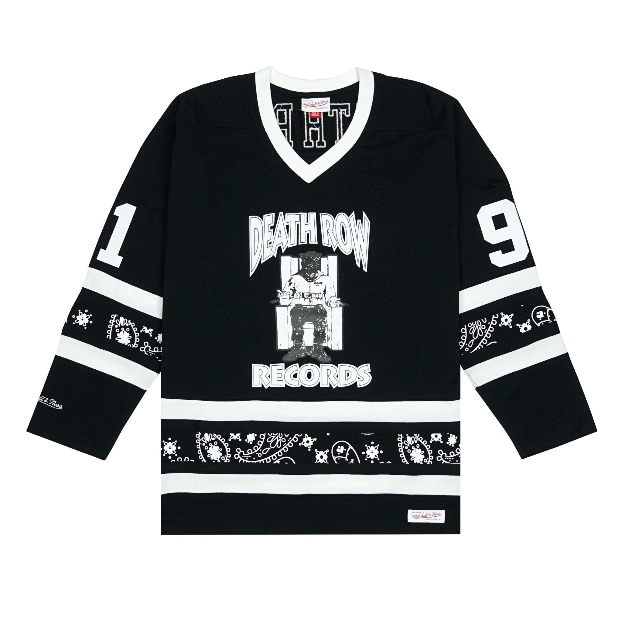 50th Anniversary of Hip Hop Death Row Hockey Jersey in black and white