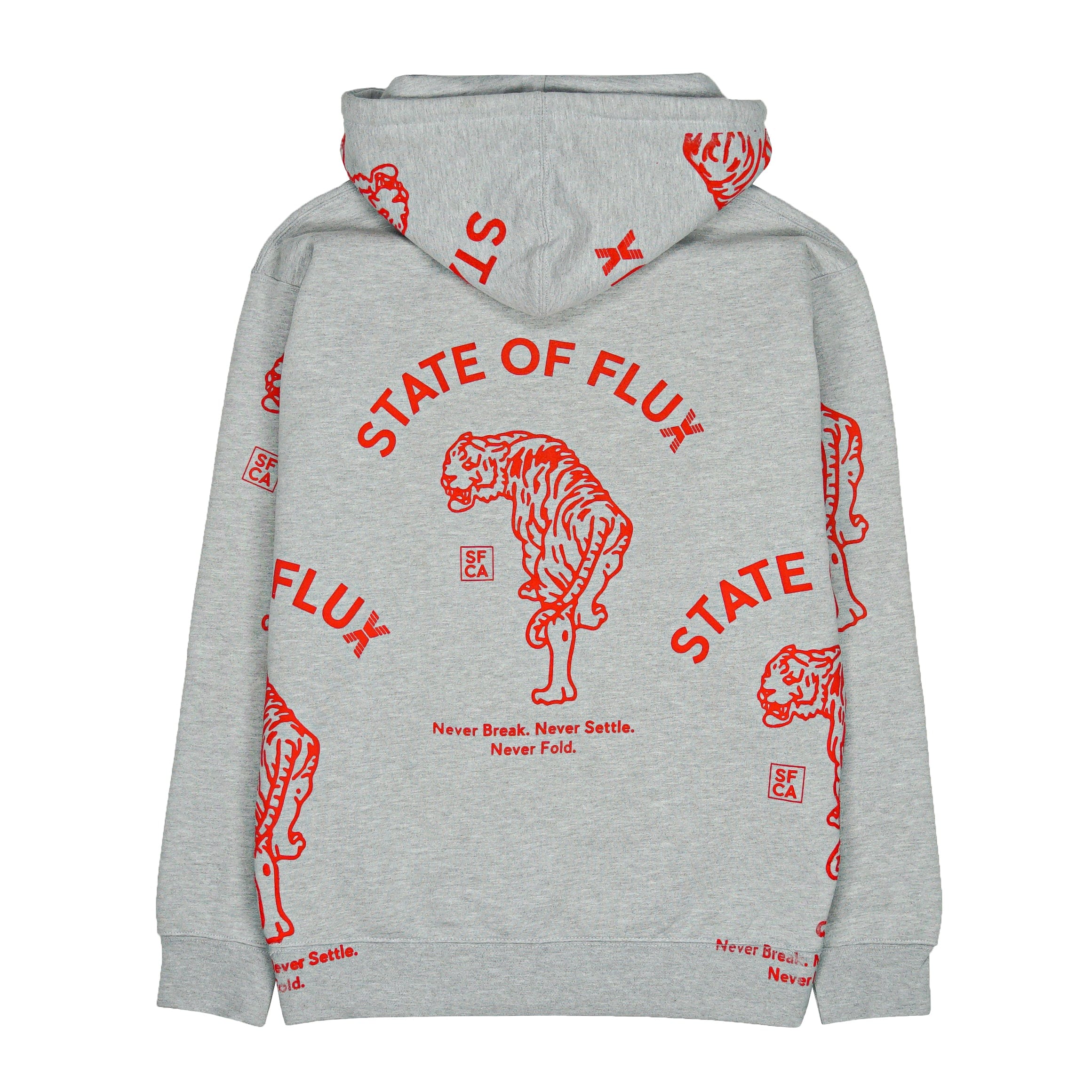 Allover Prowler Hoodie in heather grey and red