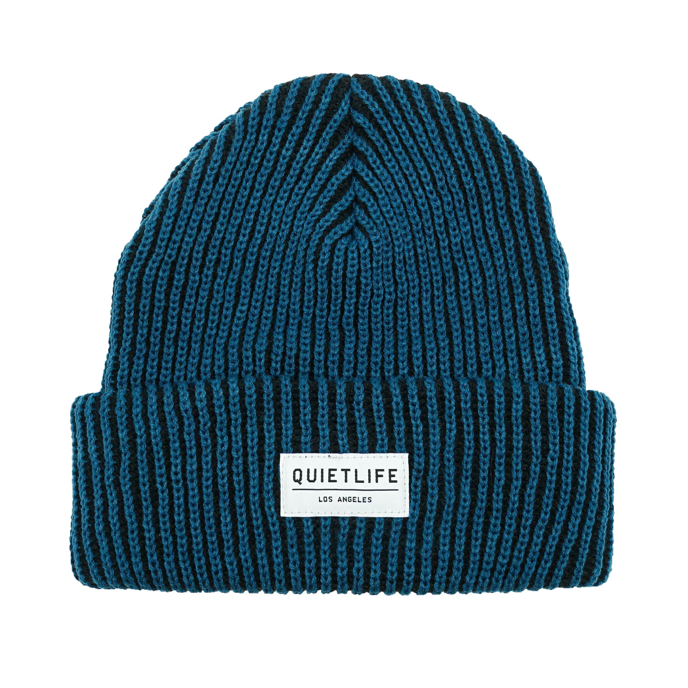 Vertical Beanie in blue and black