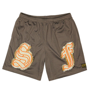 Ballin' Mesh Shorts in deep taupe brown