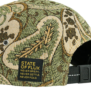 Paisley 5-Panel Hat in moss and tan