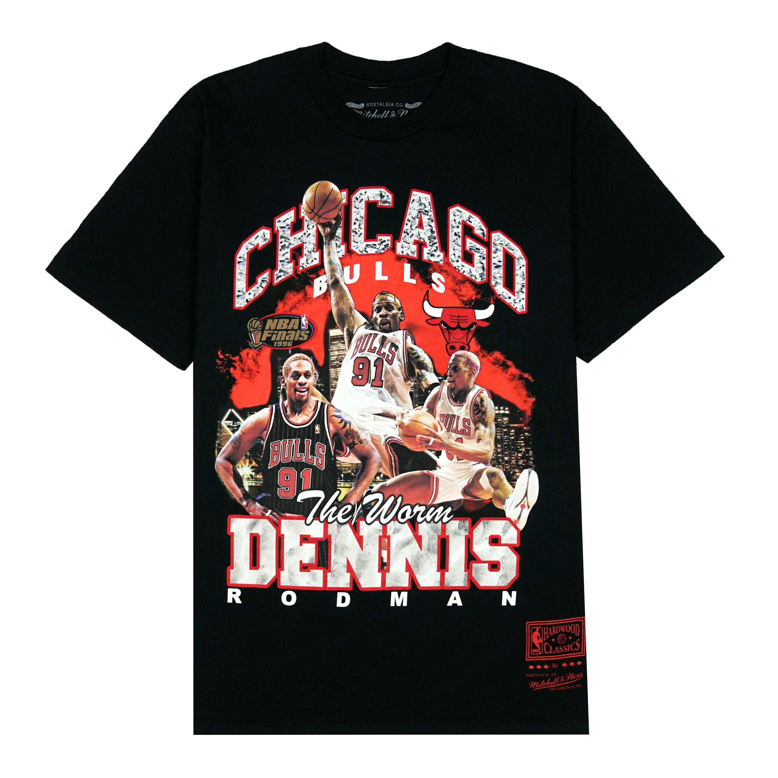 Chicago Bulls Dennis Rodman Bling Tee in black