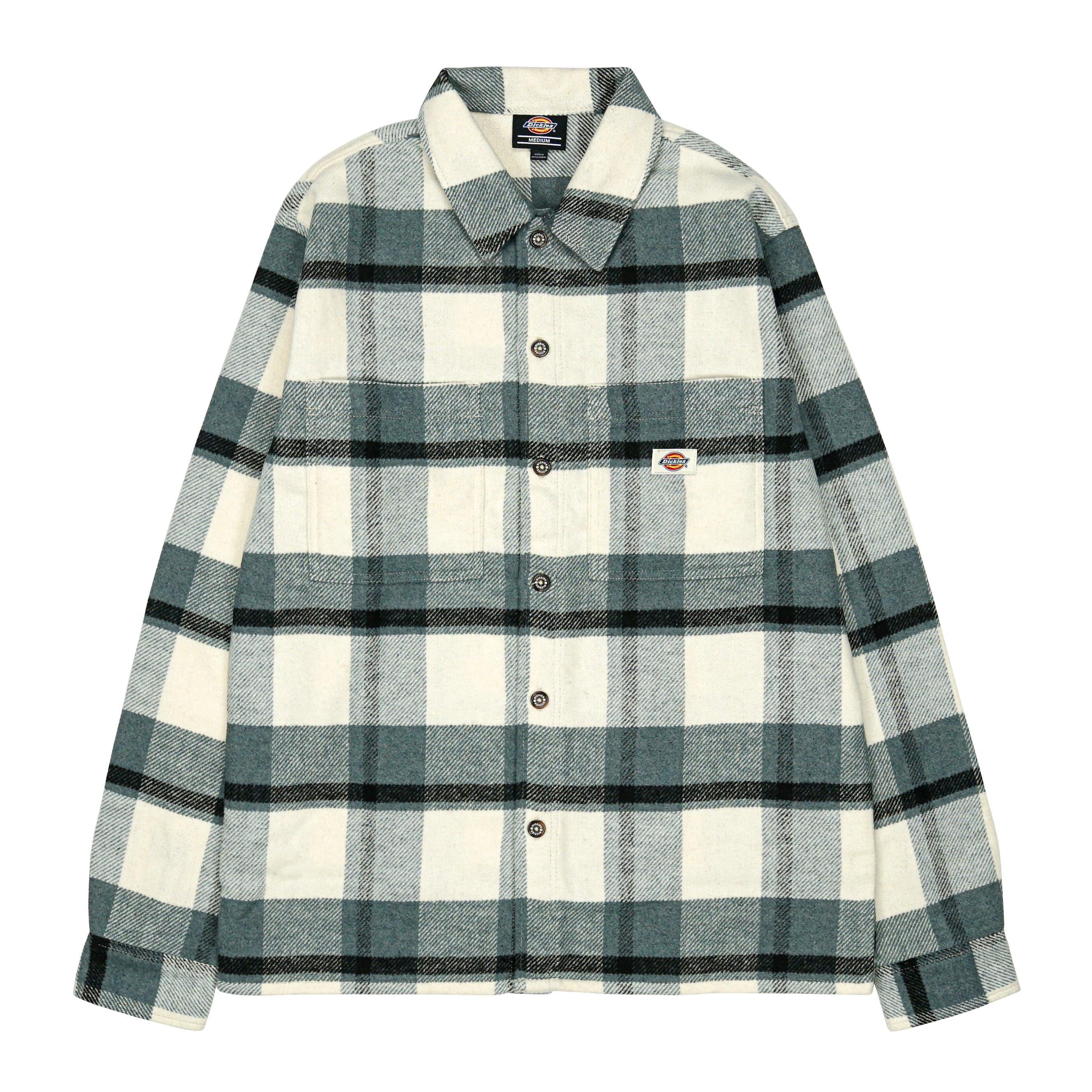 Woven Plaid Flannel Button-up in morning blue