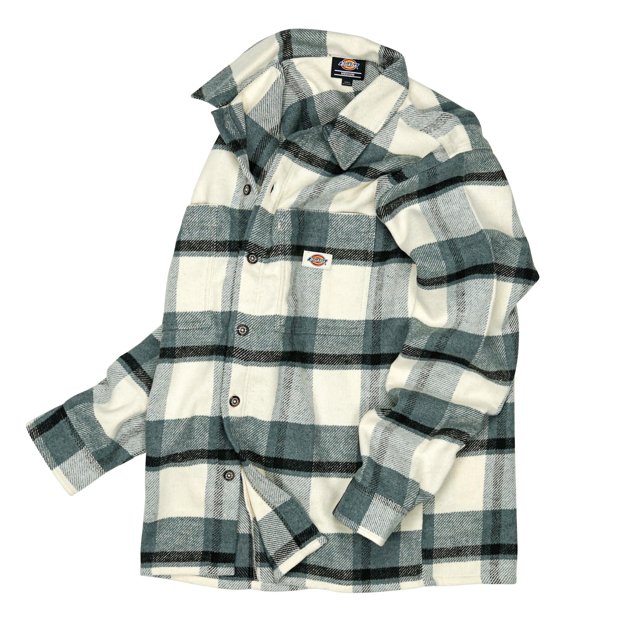 Woven Plaid Flannel Button-up in morning blue