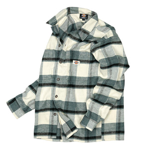 Woven Plaid Flannel Button-up in morning blue