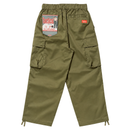 Tactical Cargo Pants in olive with an elastic waist, side pockets, and a Cookman product tag attached.