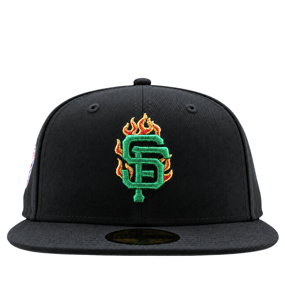 San Francisco Giants Burnin' Green 59Fifty Fitted Hat in black and metallic green