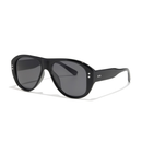 Austin Sunglasses in elysium double black and ink polarized, featuring oversized black aviator frames with dark, polarized lenses and small decorative studs.