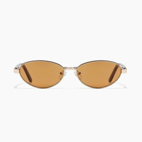 Cherry Sunglasses in polished gold and hazelnut, featuring an oval gold metal frame with light brown lenses.