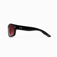 Ryder Sunglasses in elysium double black and cherry with red-tinted lenses and small star-shaped accents on the temples.