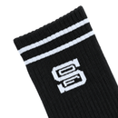 SOF Classic Crew Socks 2.0 in black featuring two white stripes at the top and a white letter S logo.
