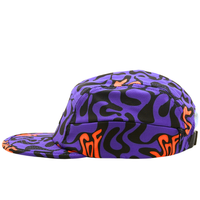Zippered Psycapdelic 5-Panel Hat in purple and orange