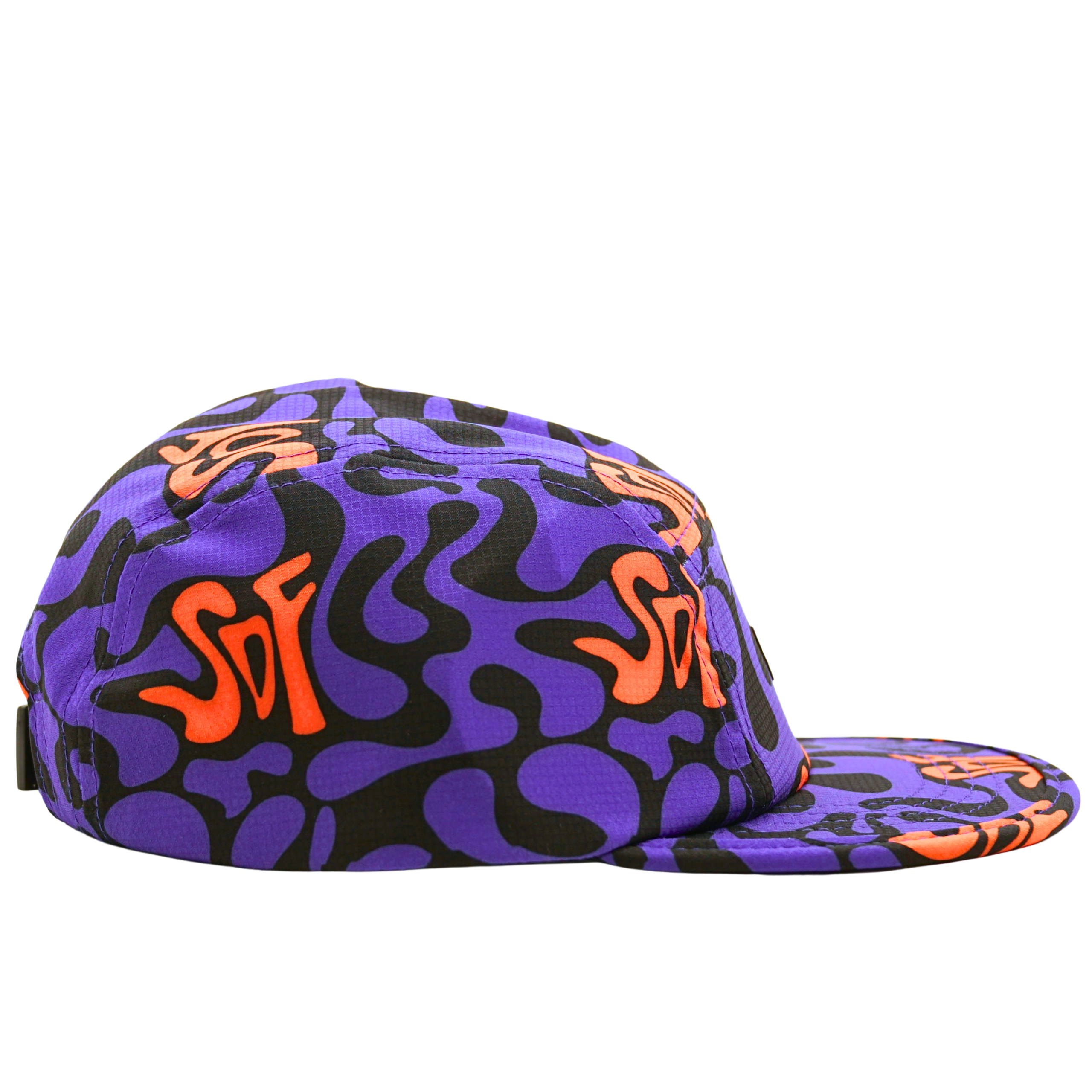 Zippered Psycapdelic 5-Panel Hat in purple and orange
