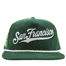 San Francisco Giants All-Star Trolley corduroy snapback hat dark green chainstitch script 2007 All-Star trolley patch