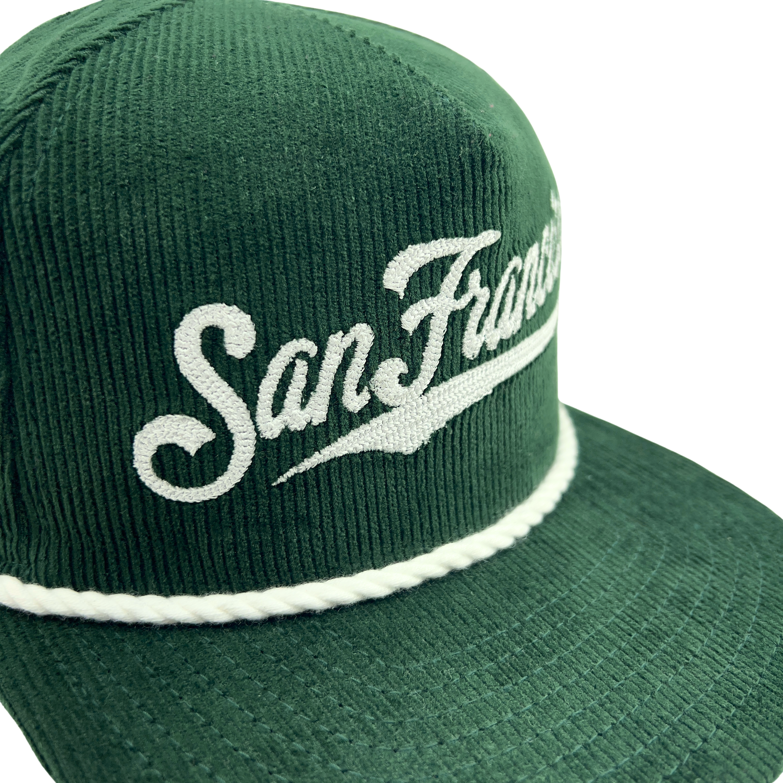 San Francisco Giants All-Star Trolley Corduroy Golfer Snapback Hat in dark green and white
