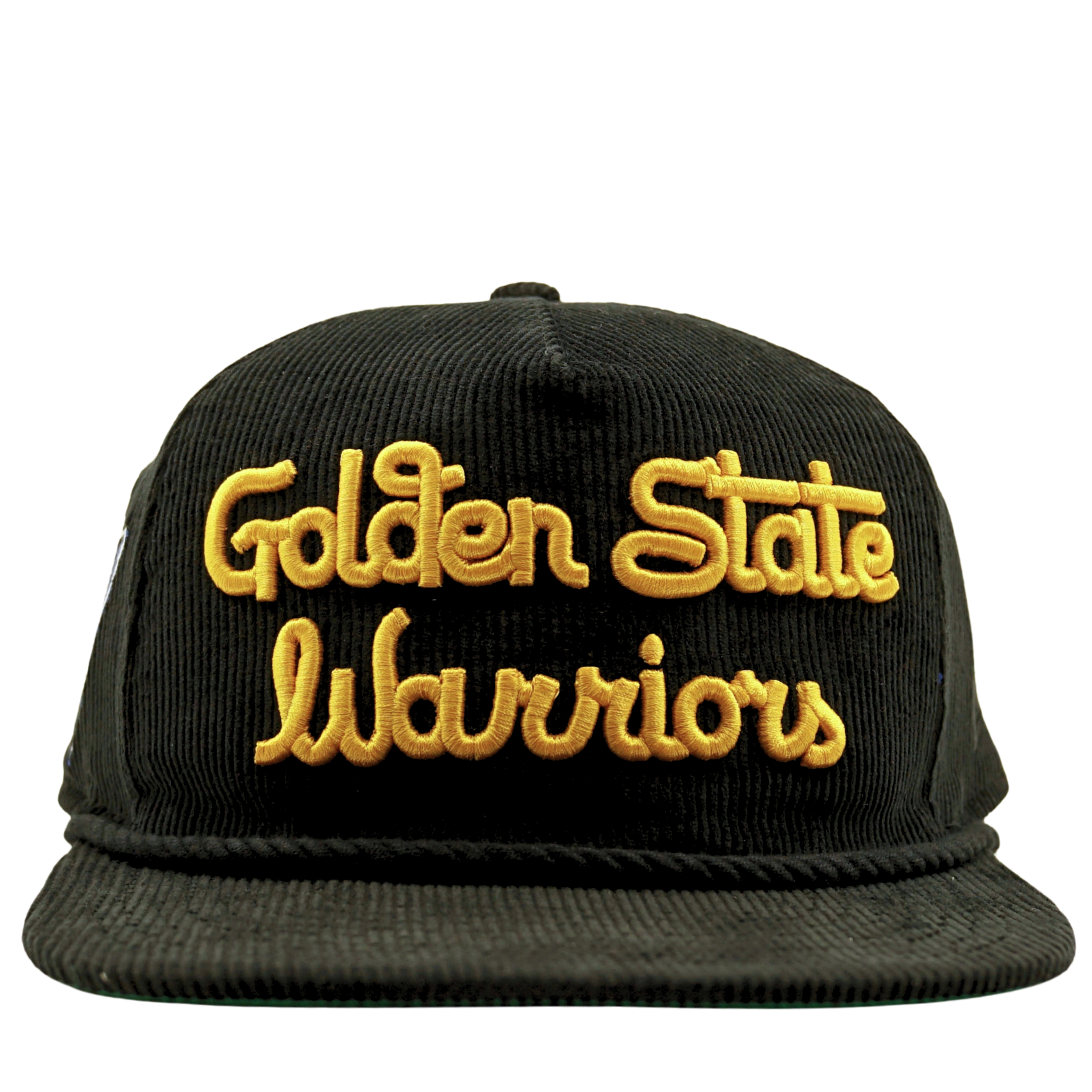 Golden State Warriors Golden Era Corduroy Golfer Snapback Hat in black and yellow