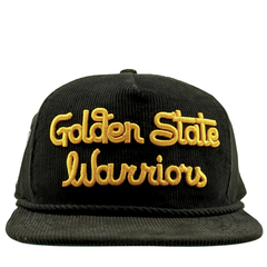 Golden State Warriors Golden Era Corduroy Golfer Snapback Hat in black and yellow