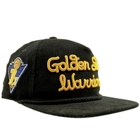 Golden State Warriors Golden Era Corduroy Golfer Snapback Hat in black and yellow