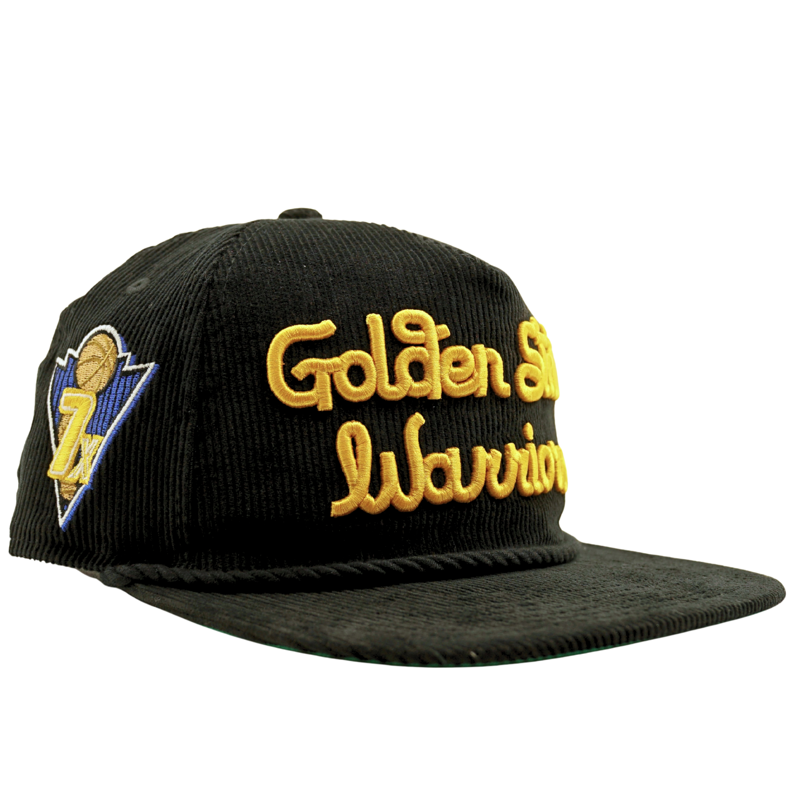 Golden State Warriors Golden Era Corduroy Golfer Snapback Hat in black and yellow